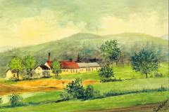 Akvarel s výjevem jatek od F. Weitzdorfera z r. 1936