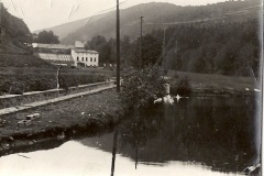 Tento rybníček na starých mapách nesl jméno Hammer Muhl Teich - Hamerský mlynářský rybník a nacházel se za Hamerskou pilou (mlýn č.5). Snímek kolem r.1910. Muzeum Most